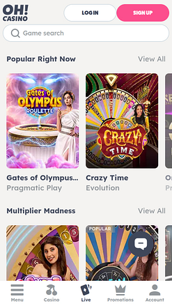 Oh Casino Live Dealer Mobile