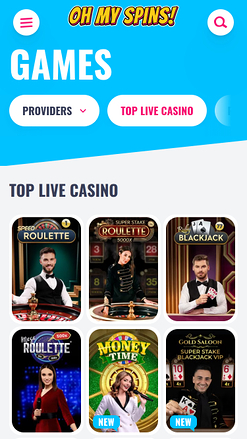 Oh My Spins Casino Mobile Croupier en direct