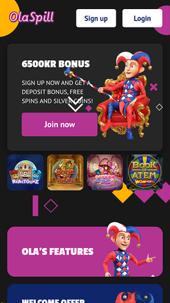 Page d'accueil mobile du casino Olaspill