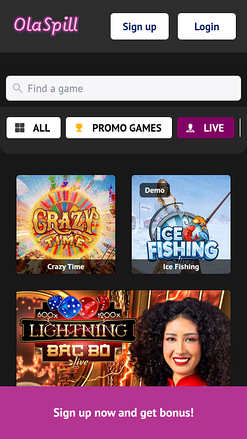 Casino mobile Olaspill avec croupier en direct