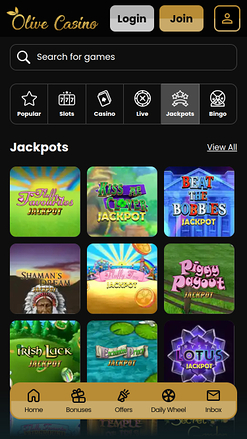 Jackpot mobile du casino Olive