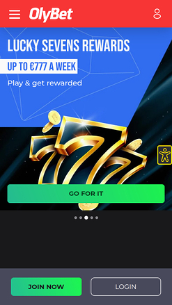 Olybet Casino Mobile Homepage