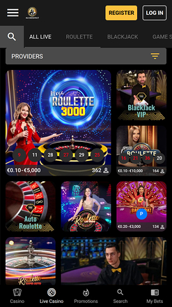 Casino móvil Olympusbet con crupier en vivo