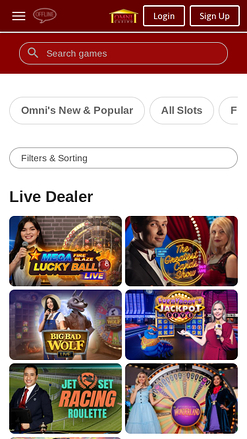 Casino mobile Omni avec croupier en direct