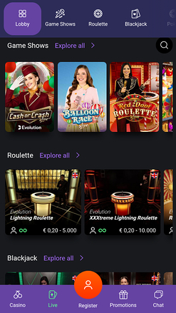 One casino mobile avec croupier en direct