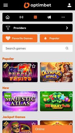 Optimbet Casino Games Mobile