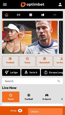 Optimbet Casino Homepage Mobile