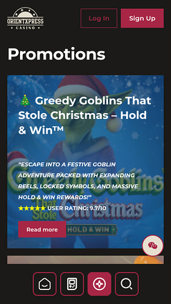 Promotions mobiles du casino OrientXpress