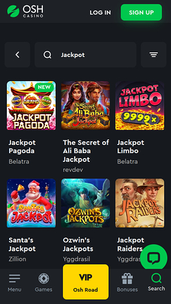 Jackpot mobile del casinò Osh