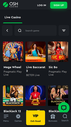 Osh Casino Mobile Live Dealer