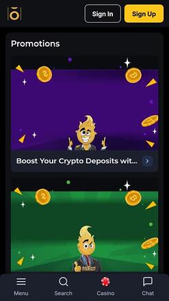 page mobile des promotions du casino Osombet