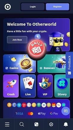 Page d'accueil du casino Otherworld