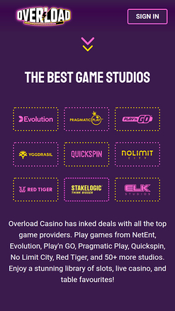 Desarrolladores de juegos móviles de Overload Casino