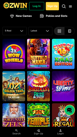 Jeux mobiles du casino Ozwin