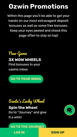 Promotions mobiles du casino Ozwin