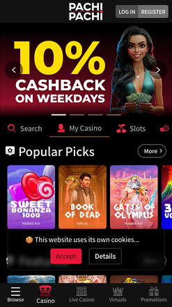 PachiPachi Casino Mobile Homepage