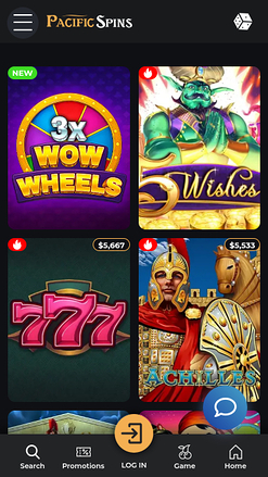 Jeux mobiles du casino Pacific Spins