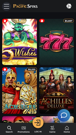 Jackpot mobile du casino Pacific Spins