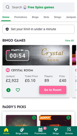 Bingo móvil del casino Paddy Power
