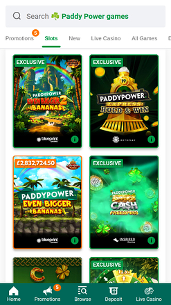 Juegos móviles del casino Paddy Power