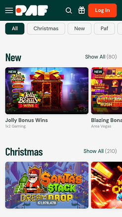 Juegos móviles de Paf Casino