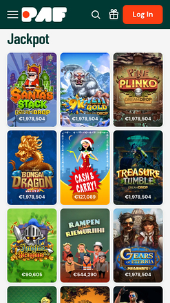 Jackpot móvil del casino Paf