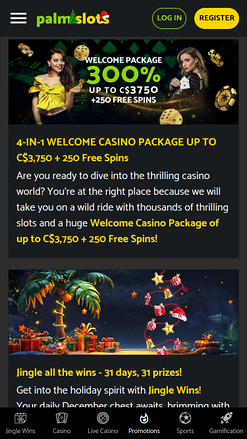 Promociones móviles del casino Palmslots
