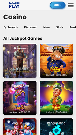 Jackpot mobile del casinò ParadisePlay