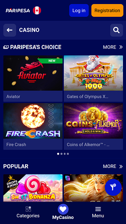 Juegos móviles del casino PariPesa