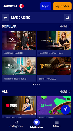 Distribuidor en vivo móvil de PariPesa Casino