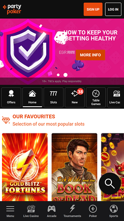 Homepage mobile di PartyPoker