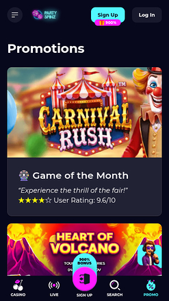 Promotions screenshot of PartySpinz Casino for Mobile