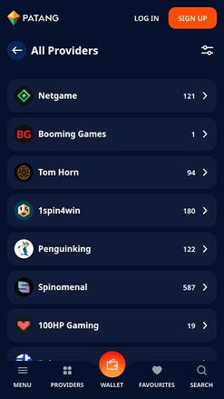 Мобильная страница разр аботчиков игр казино Patang