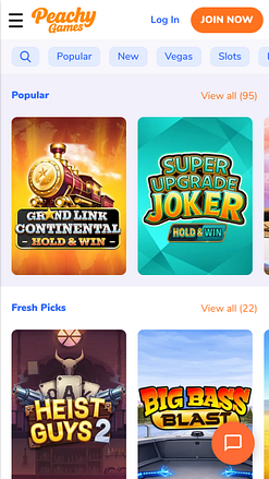 Juegos móviles del casino PeachyGames