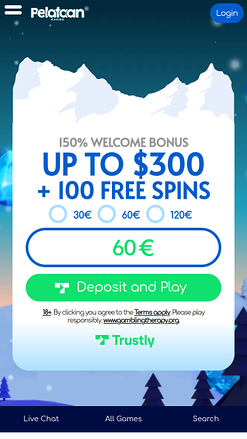Page d'accueil mobile de Pelataan Casino