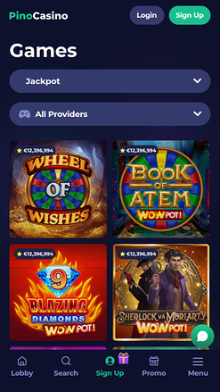 Pino Casino Mobile Jackpot