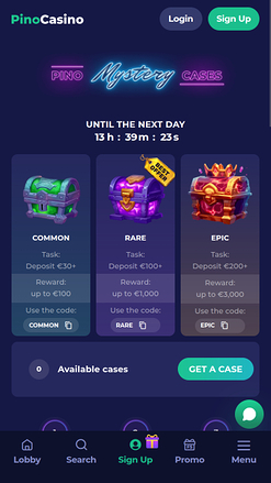 Pino Casino Mobile Mystery Cases