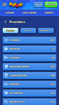 Desarrolladores de juegos móviles de Pistol Casino