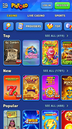 Juegos móviles de Pistolo Casino