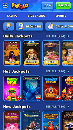 Jackpot móvil de Pistolo Casino