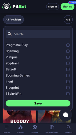 Desarrolladores de juegos móviles de PitBet Casino
