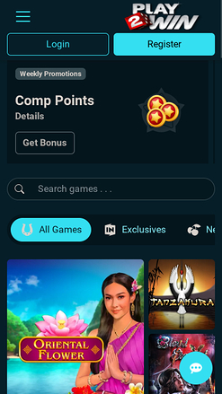 Homepage del casinò mobile Play2Win