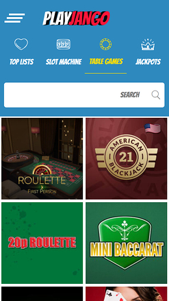 Juegos de mesa móviles del casino Play Jango