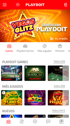 Página de inicio móvil de PlayDoIt