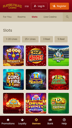 Jeux mobiles du casino Players Palace