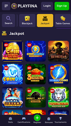 Jackpot mobile du casino Playfina