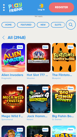 Jeux mobiles de PlayFrank Casino