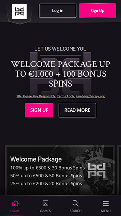 Playgrand Casino Mobile Homepage