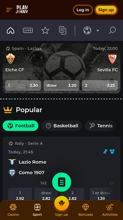 Deportes móviles del casino PlayJonny