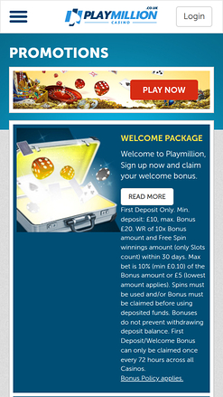 PlayMillion Casino Mobile-Aktionen